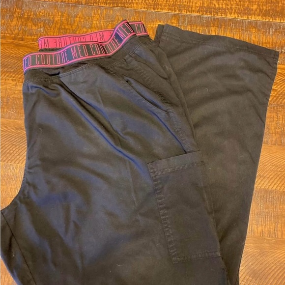 Med Couture Pants - Med Couture Touch Black Joggers with Pink Waistband
